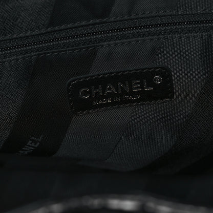 Chanel Glazed Calfskin Lambskin Quilted Portobello Tote Black Grey 6 of 11