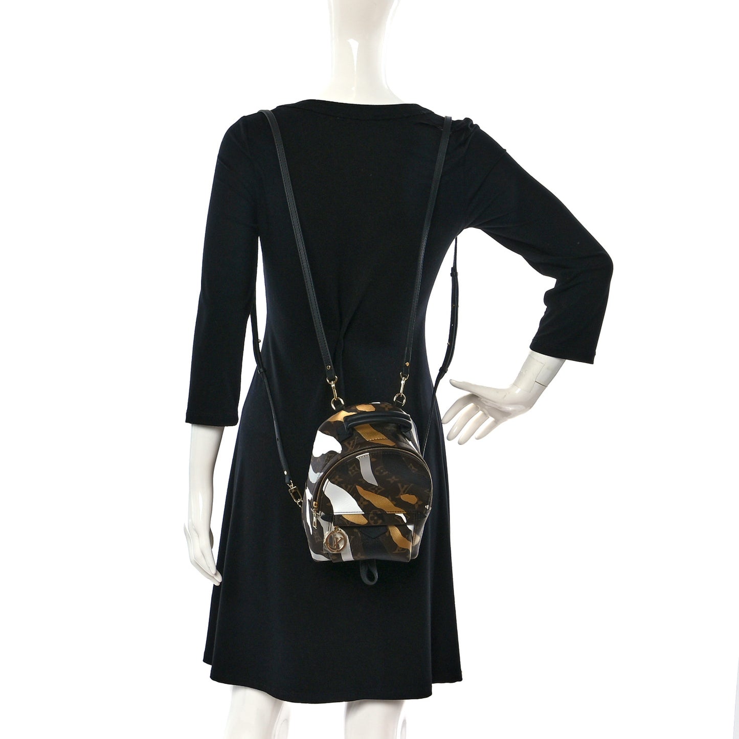 X LOL Monogram Palm Springs Backpack Mini Gold Silver