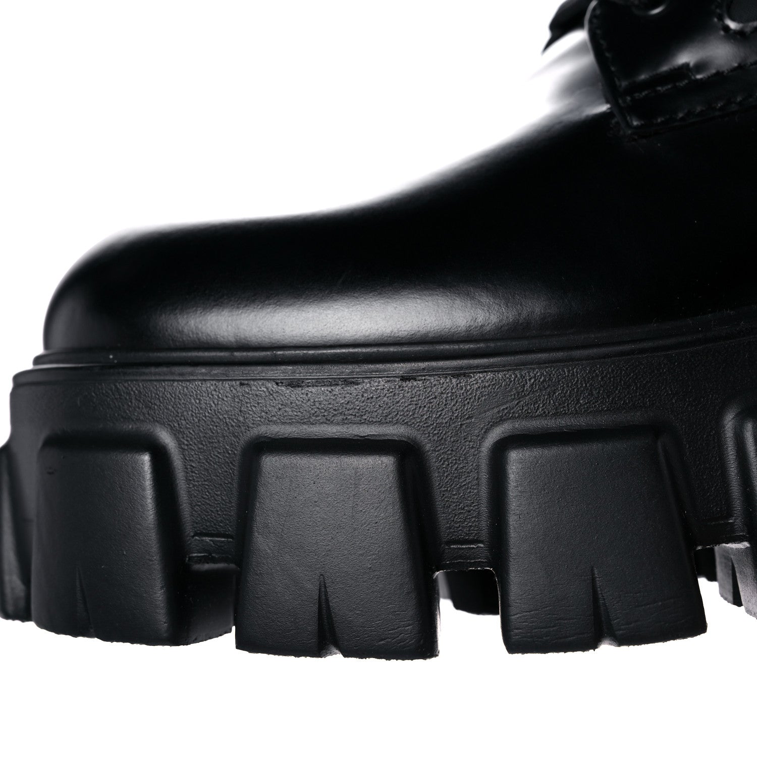 Prada Spazzolato Rois Re-Nylon Metal Triangle Logo Monolith Pouch Pocket 55mm Boots 38 Black 12 of 15