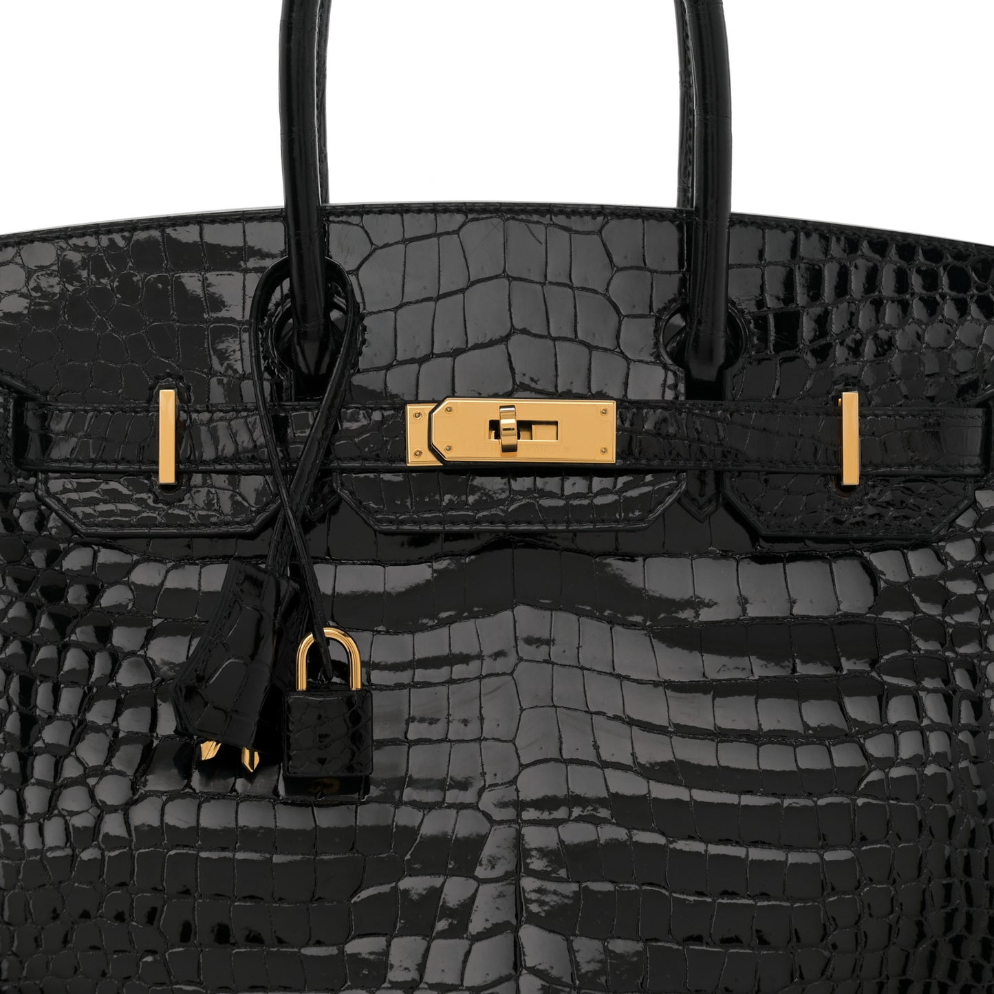 Shiny Porosus Crocodile Birkin 30 Black