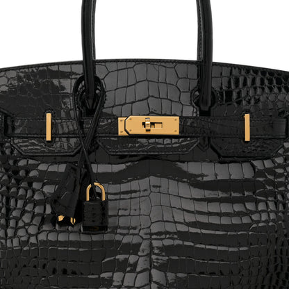 Hermes Shiny Porosus Crocodile Birkin 30 Black 8 of 13