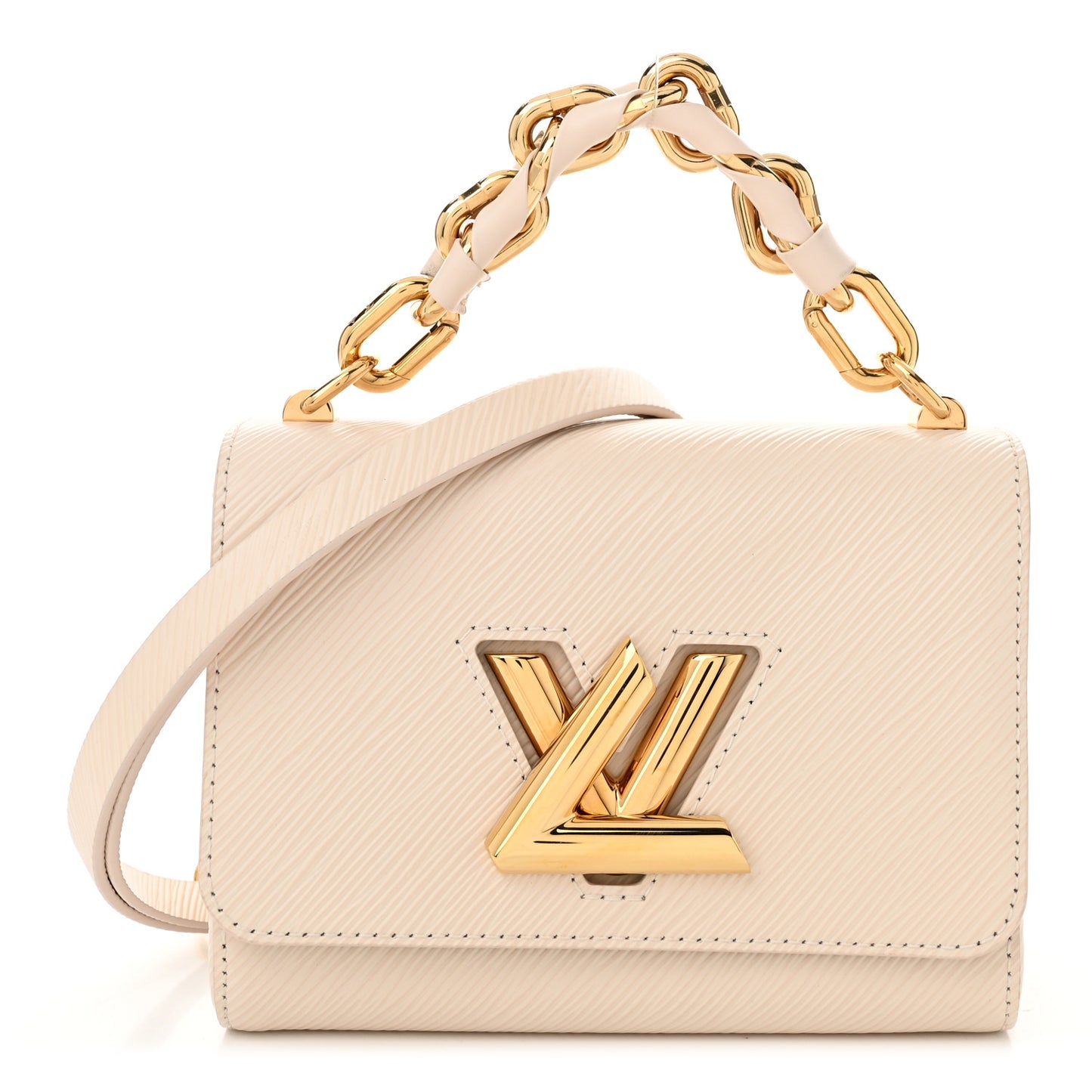 Epi Twist Braided Chain Shoulder Bag PM Quartz White