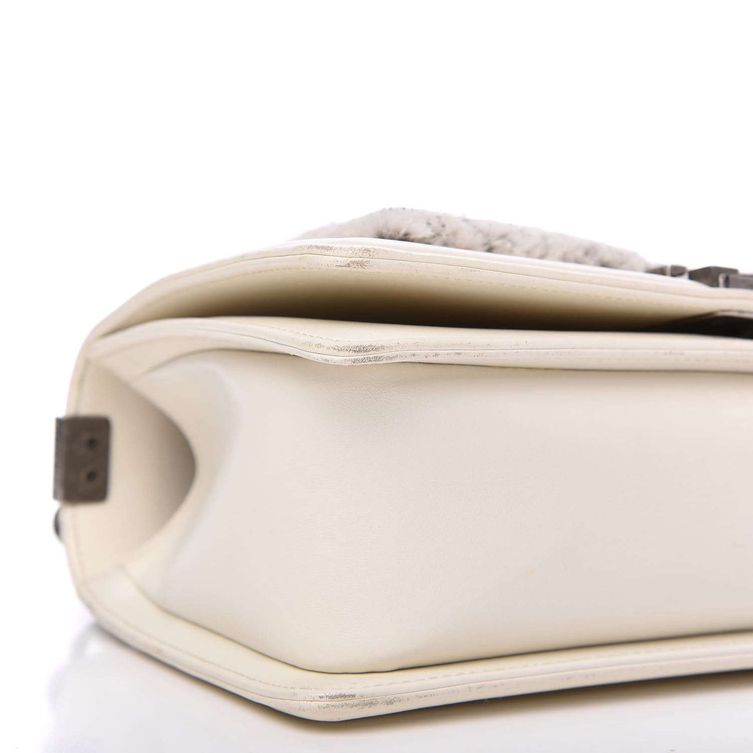 Chanel Fur Calfskin Medium Boy Flap White Silver 6 of 11