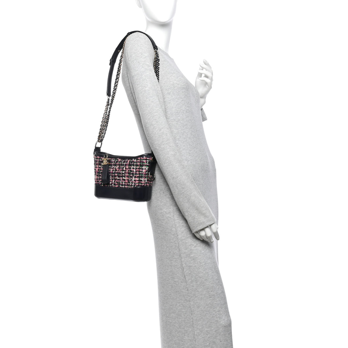 Chanel Tweed Calfskin Small Gabrielle Hobo Navy Blue Multicolor 2 of 10