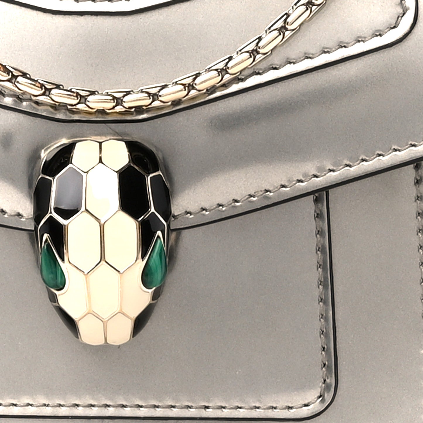 Metallic Calfskin Small Serpenti Forever Snake Strap Crossbody Bag Silver