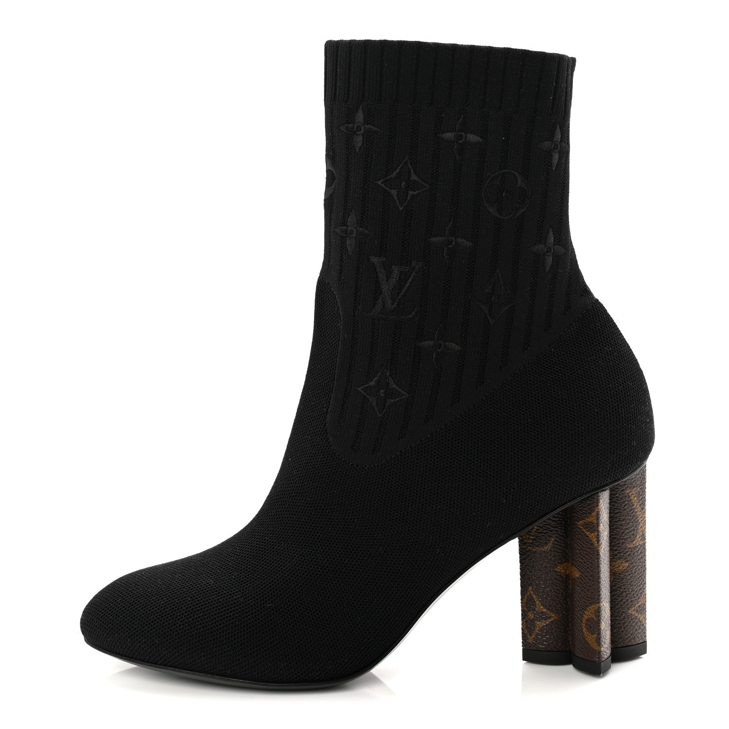 Louis Vuitton Monogram Stretch Fabric Silhouette Ankle Boots 39 Black 1 of 8