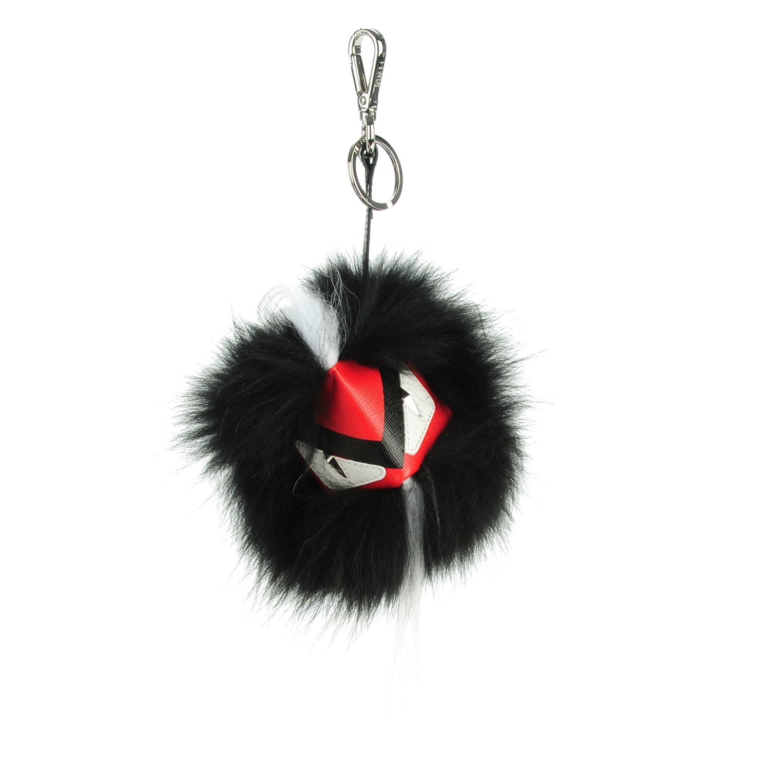 Fendi Vitello Elite Fox Goat Fur Igor Monster Bag Bug Cube Charm Rosso Black White 1 of 5