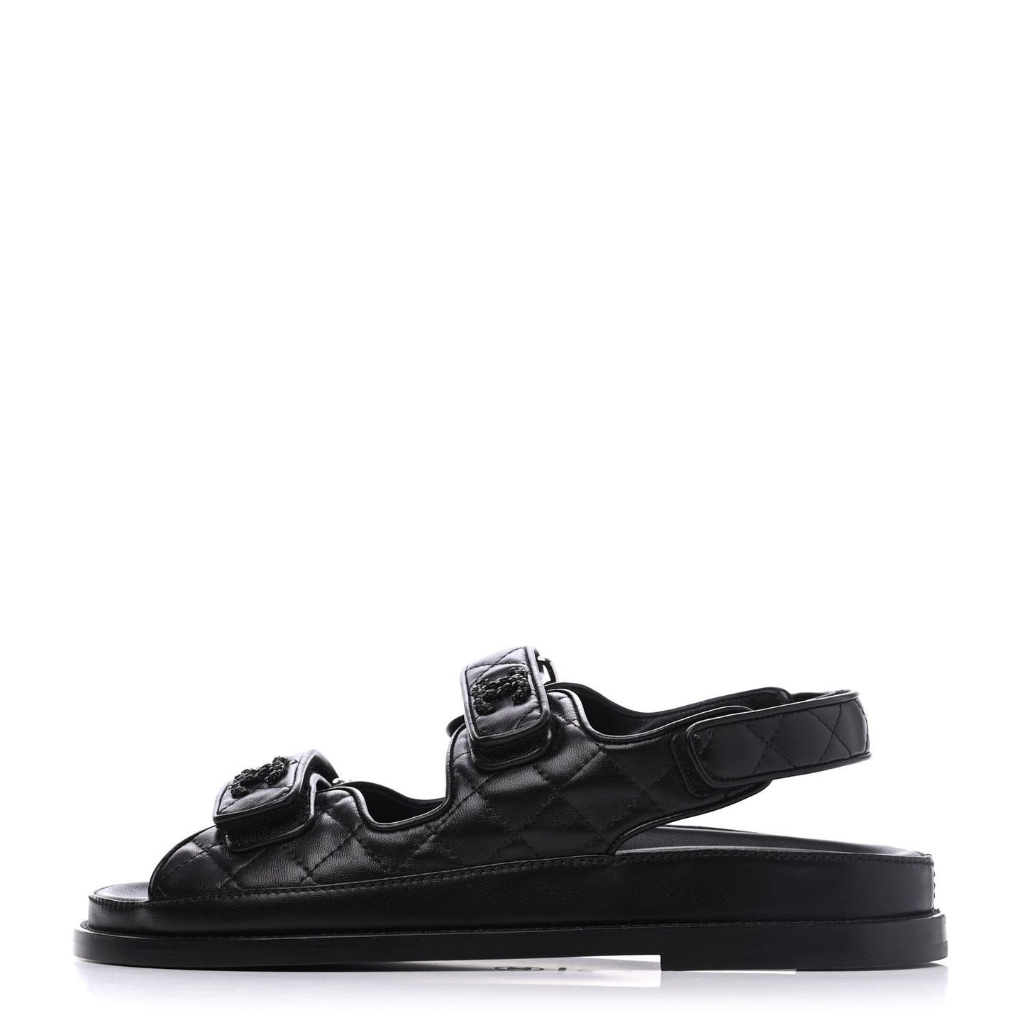 Lambskin Velcro Dad Sandals 38 Black