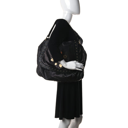 Gucci Calfskin Studded Large Irina Shoulder Bag Black 2 of 14