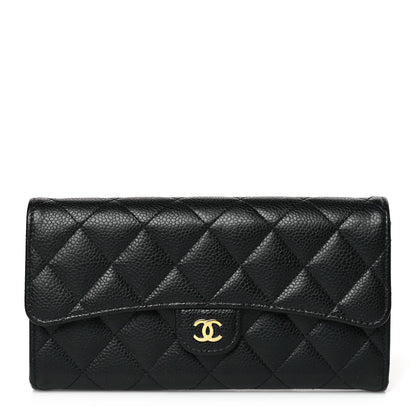 Chanel Caviar Quilted Long Flap Wallet Black 1 of 8