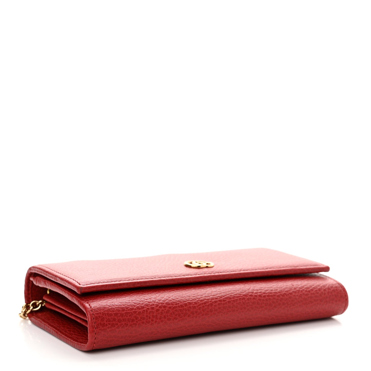 Dollar Calfskin Petite GG Marmont Wallet Chain Bag Hibiscus Red