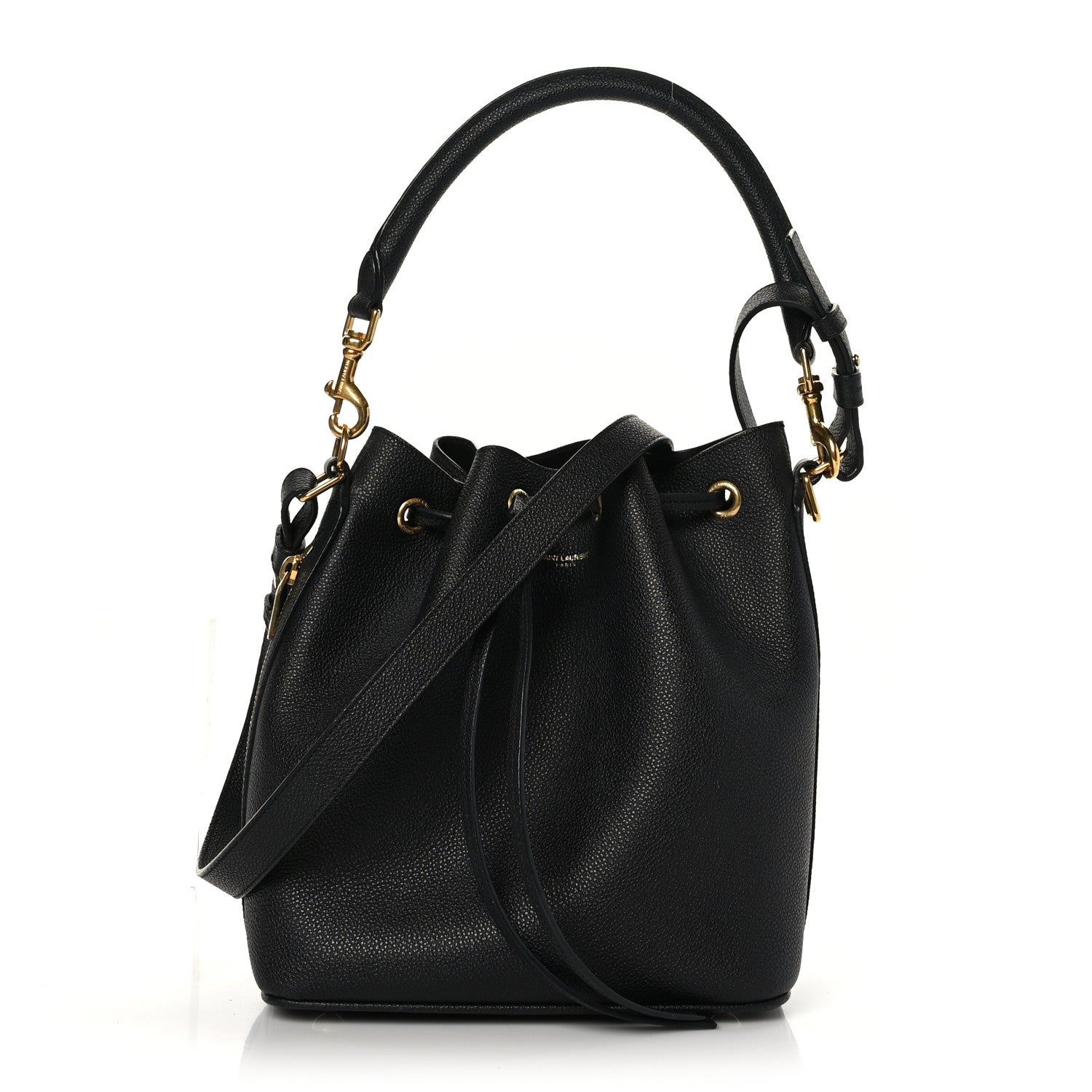 Saint Laurent Grained Calfskin Medium Emmanuelle Bucket Bag Black 1 of 10
