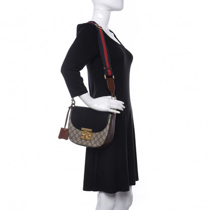 Gucci GG Supreme Monogram Web Medium Padlock Messenger Shoulder Bag Black 2 of 16
