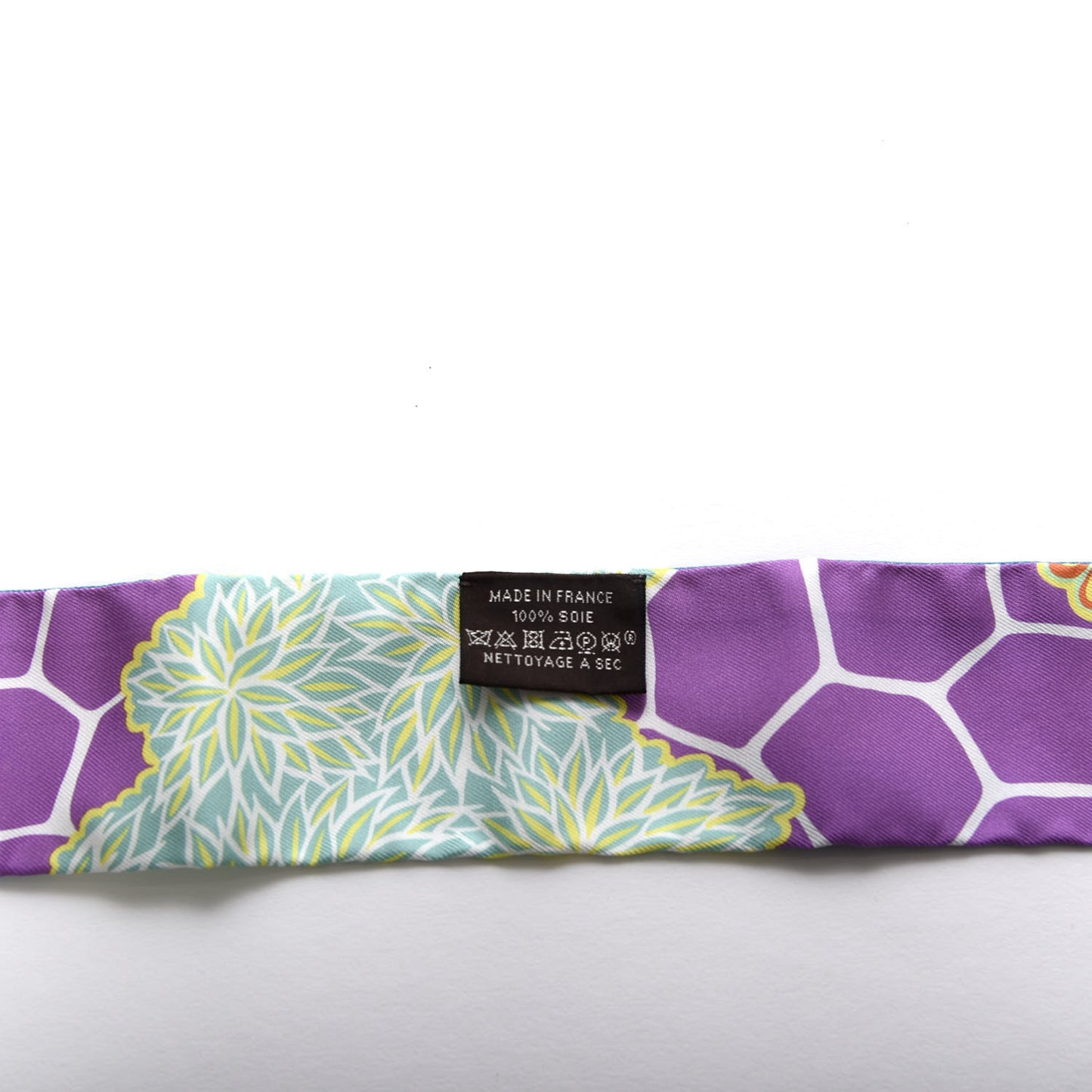 Silk The Three Graces Twilly Canard Mauve Jaune Fluo