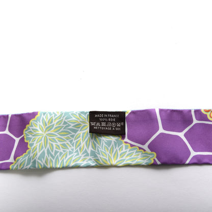 Hermes Silk The Three Graces Twilly Canard Mauve Jaune Fluo 2 of 4