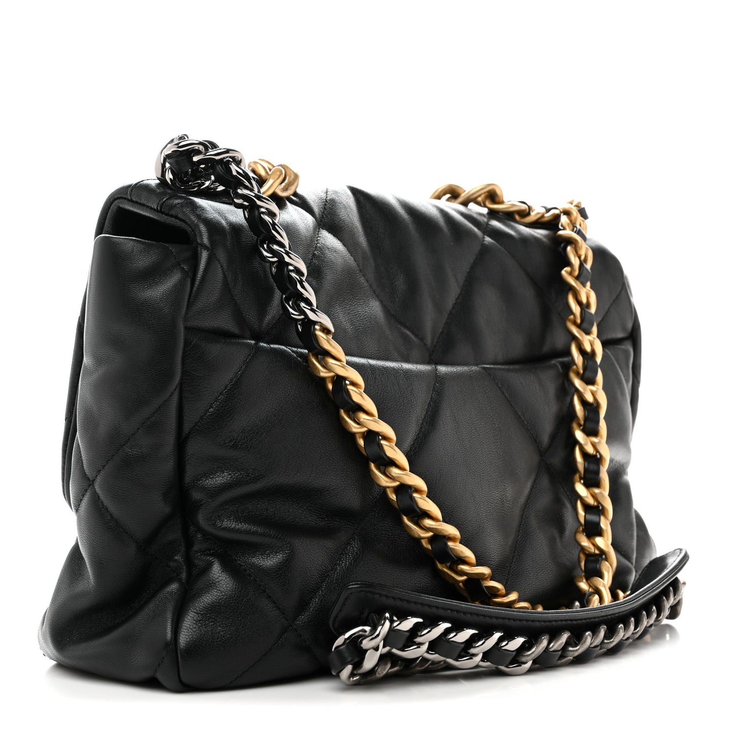 Lambskin Quilted Large Chanel 19 Flap Black