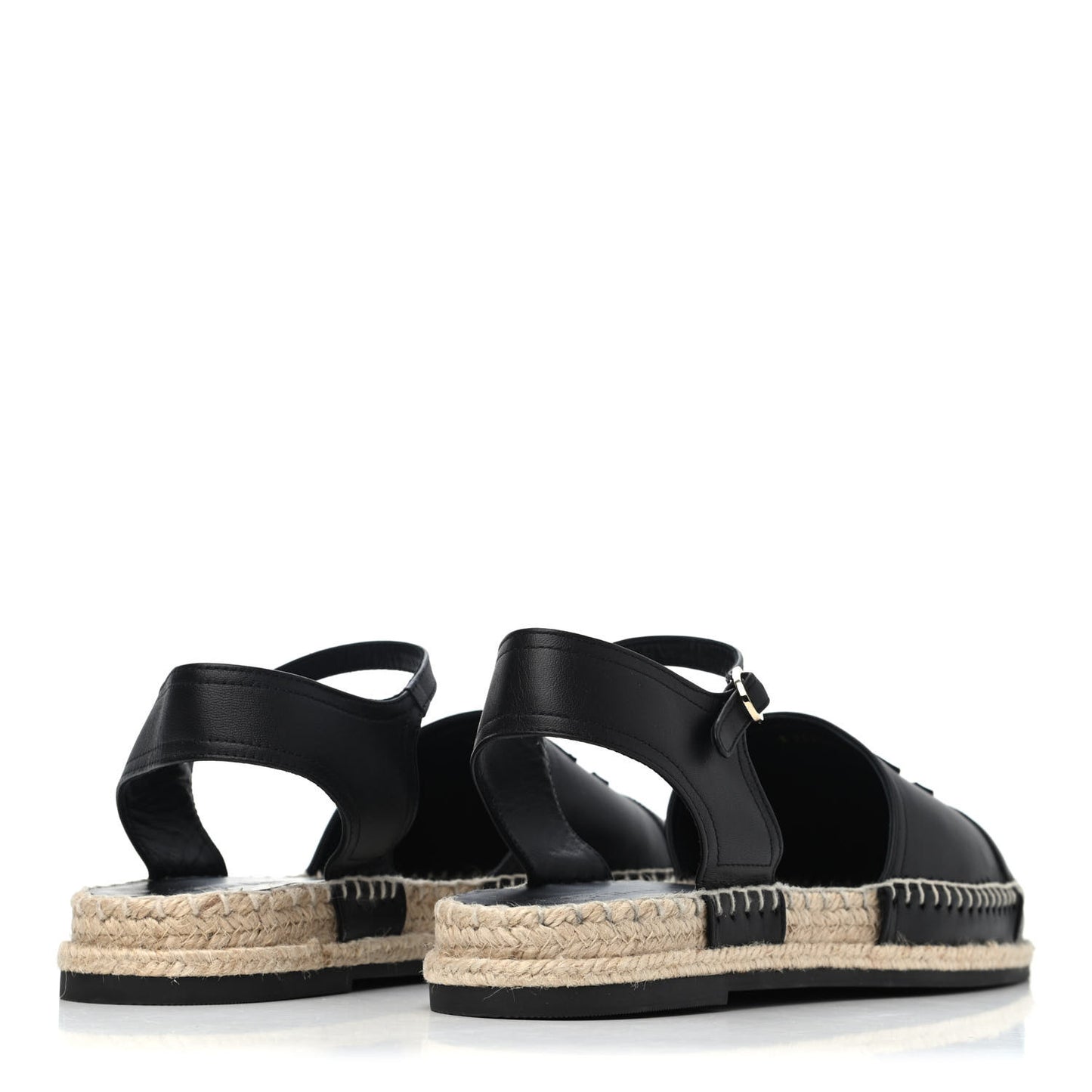 Lambskin Cap Toe CC Espadrilles Sandals 42 Black