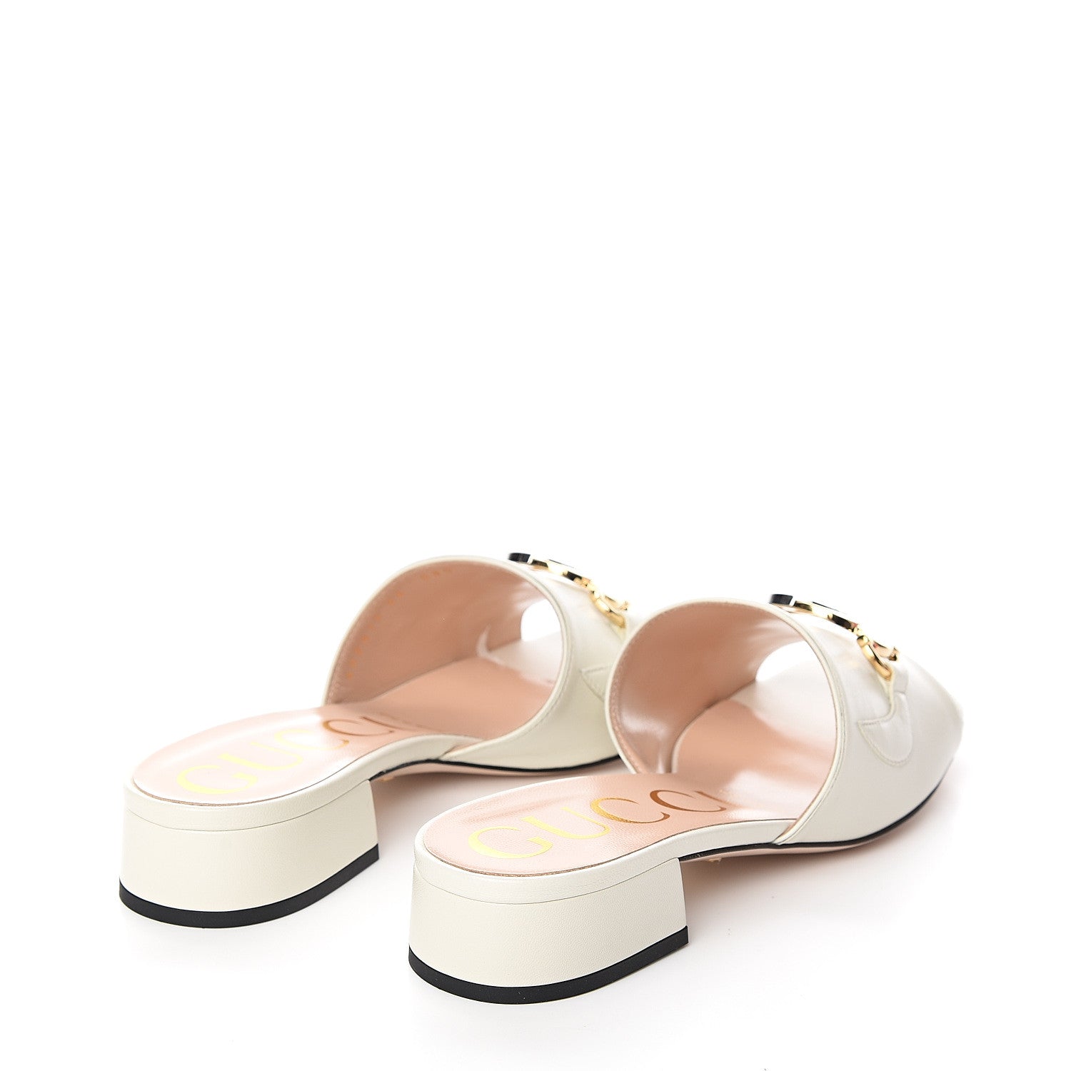 Gucci Malaga Kid Zumi Mid Heel Slide Sandals 36 Dusty White 4 of 9