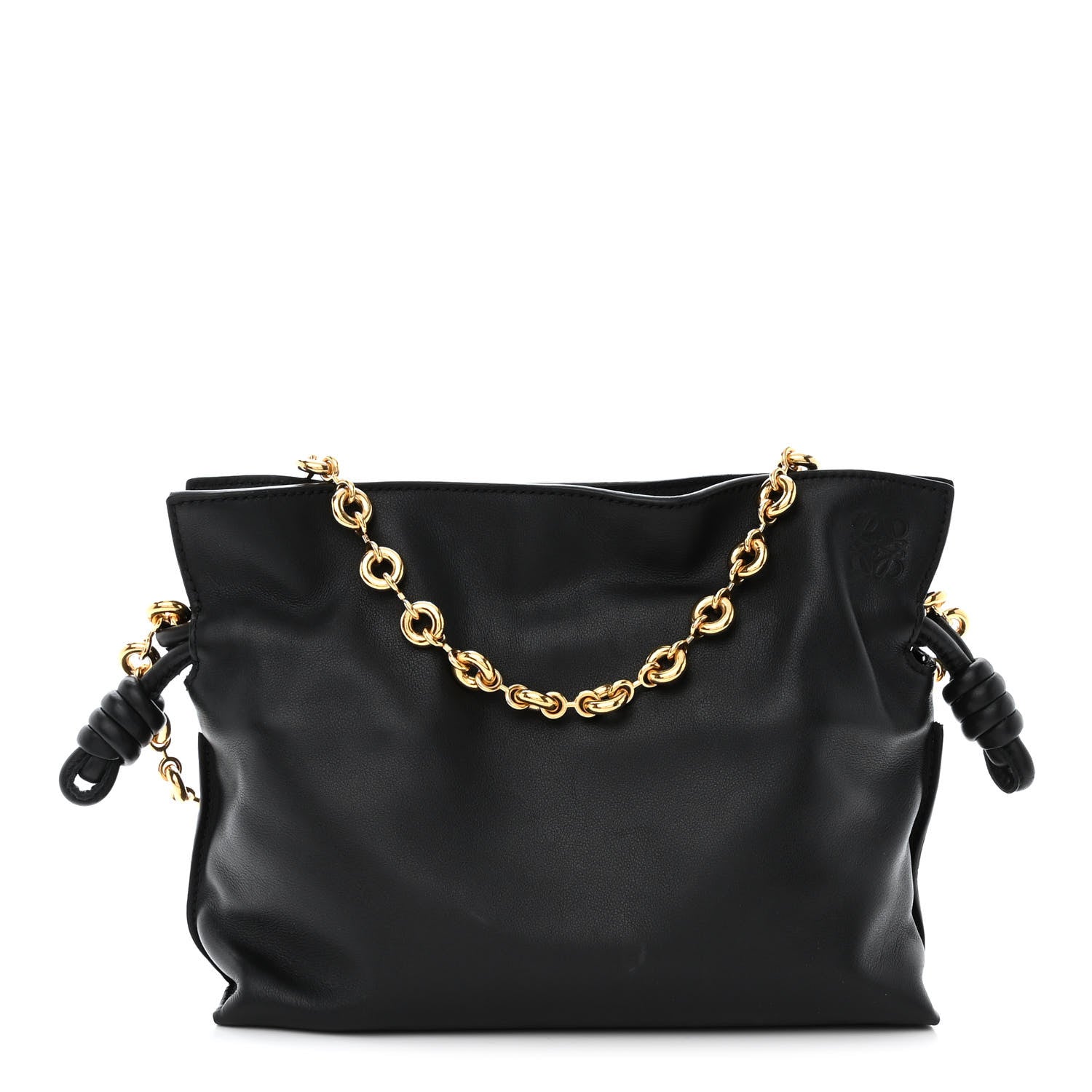 Loewe Nappa Calfskin Mini Flamenco Knot Clutch With Chain Black 1 of 10
