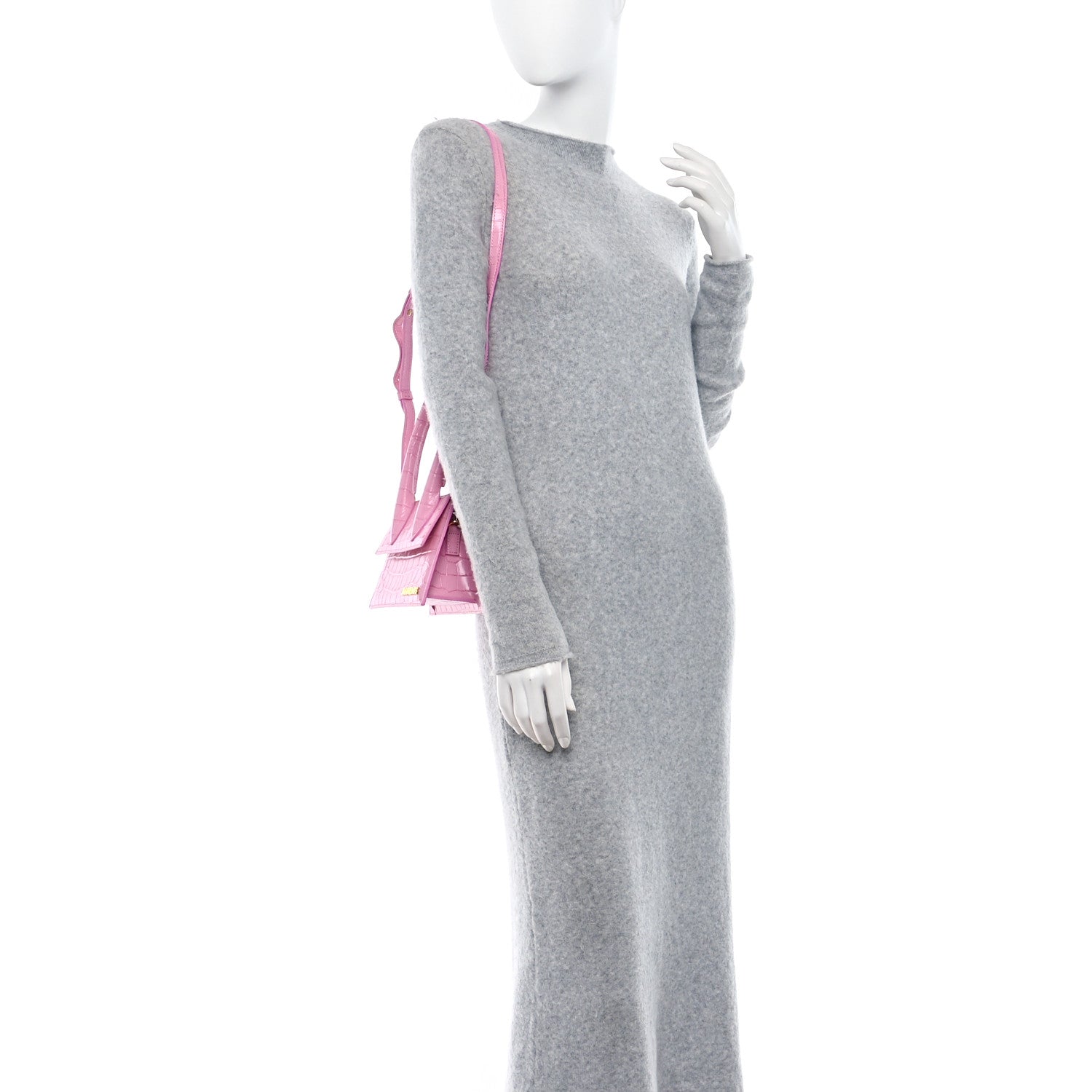 Jacquemus Calfskin Crocodile Embossed Le Chiquito Moyen Pink 2 of 8
