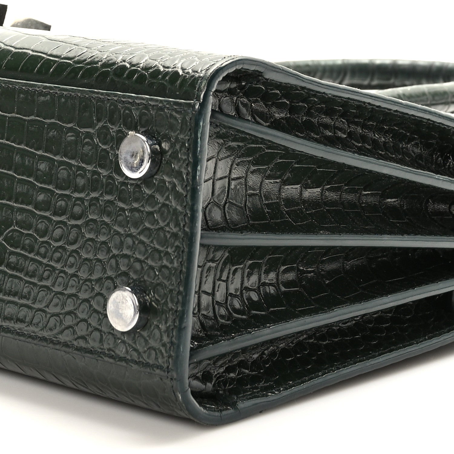 Saint Laurent Calfskin Crocodile Embossed Nano Sac De Jour Dark Green 13 of 20