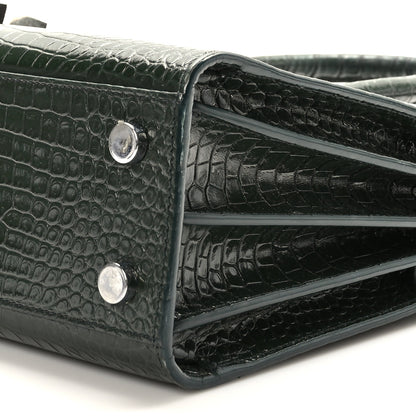 Saint Laurent Calfskin Crocodile Embossed Nano Sac De Jour Dark Green 13 of 20