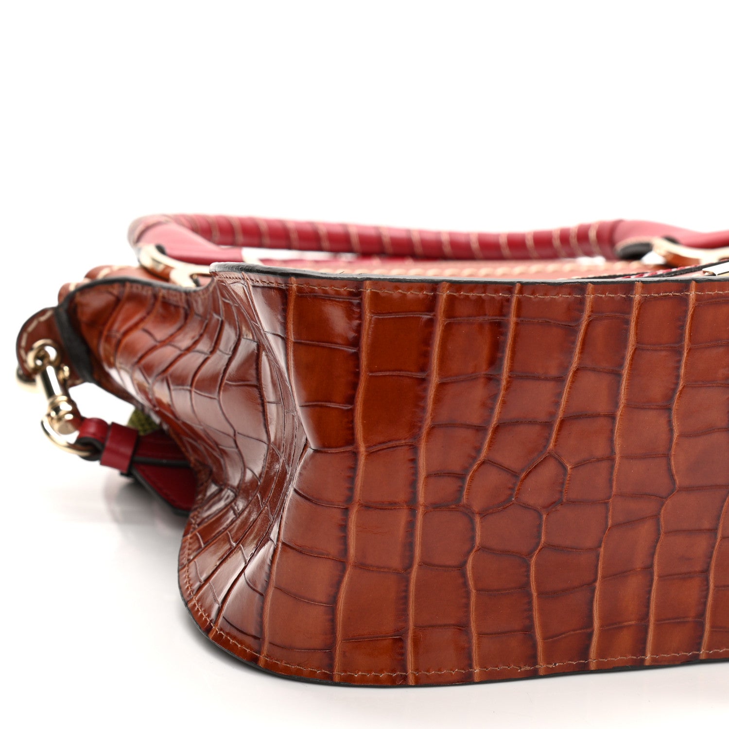 Chloe Calfskin Crocodile Embossed Medium Marcie Satchel Sepia 10 of 11