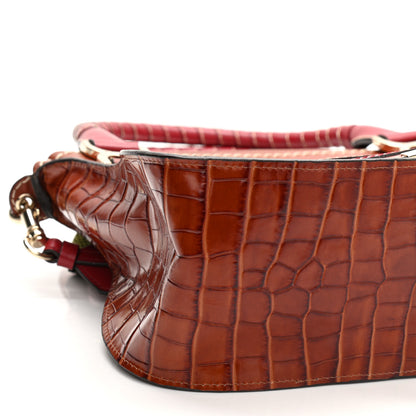 Chloe Calfskin Crocodile Embossed Medium Marcie Satchel Sepia 10 of 11