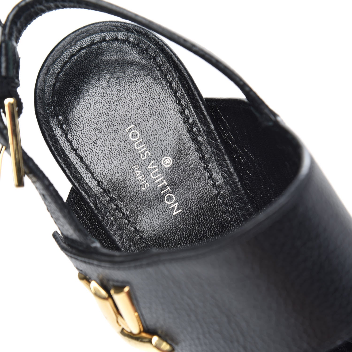 Louis Vuitton Grained Calfskin Horizon Sandals 37 Black 6 of 7