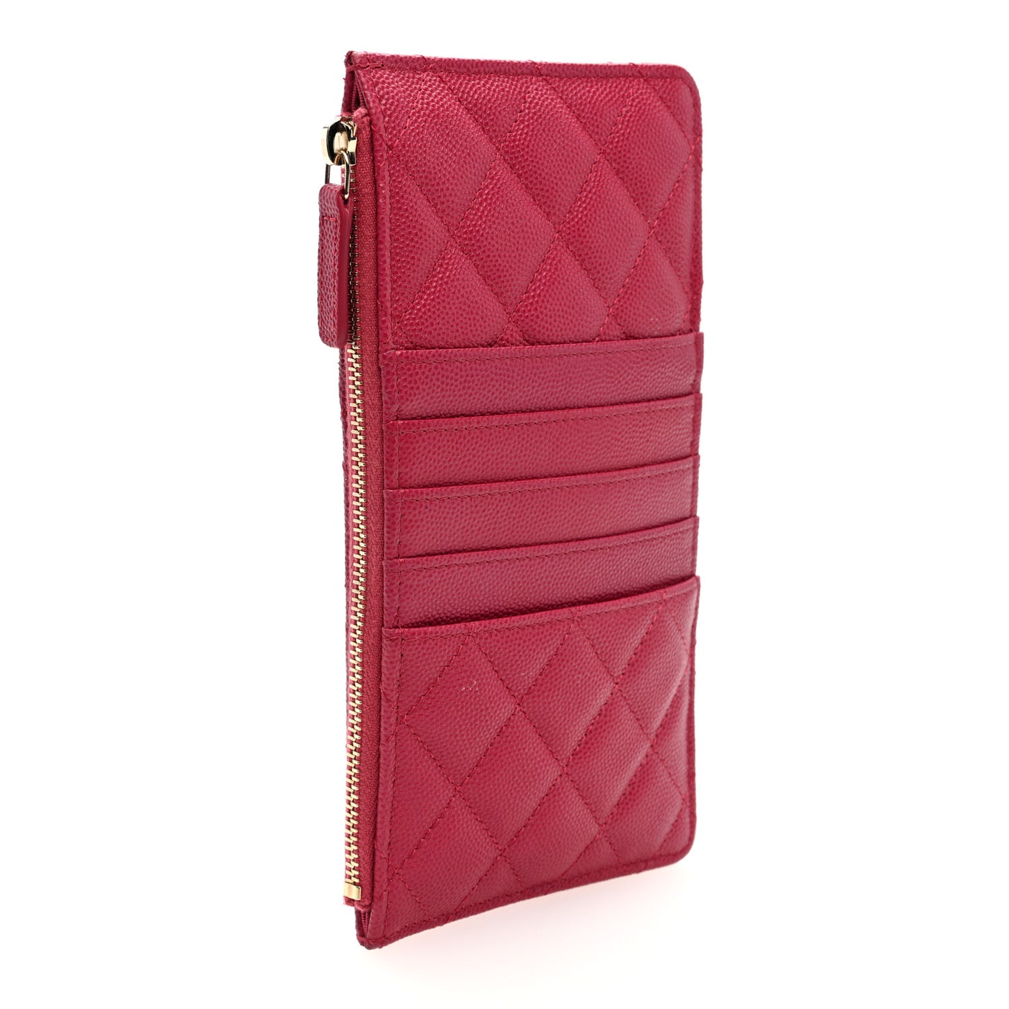 Caviar Quilted Classic Flat Wallet Pouch Pink