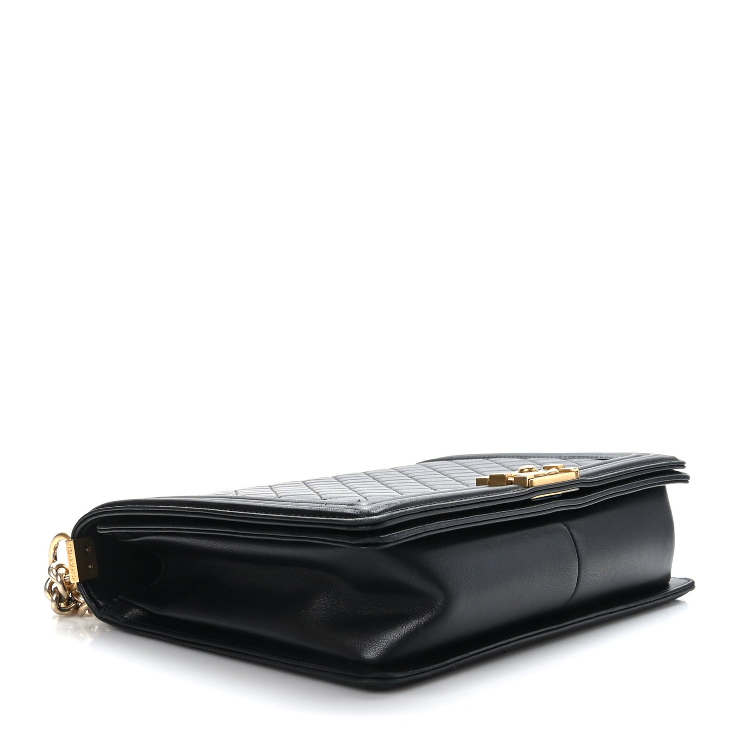 Lambskin Quilted Large Boy Flap Black