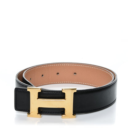 Hermes Box Epsom 32mm H Belt 68 Black Gold 1 of 8