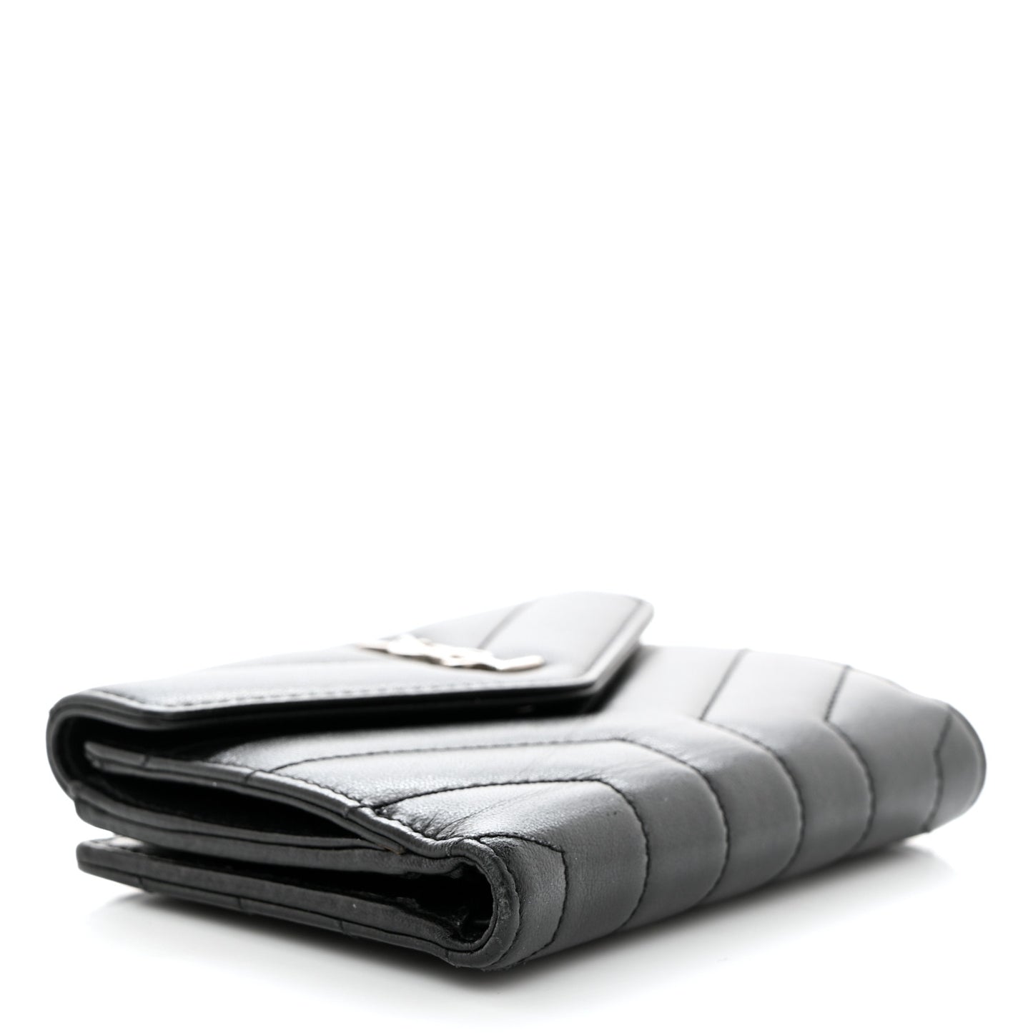 Lambskin Y Quilted Monogram Compact Loulou Wallet Black