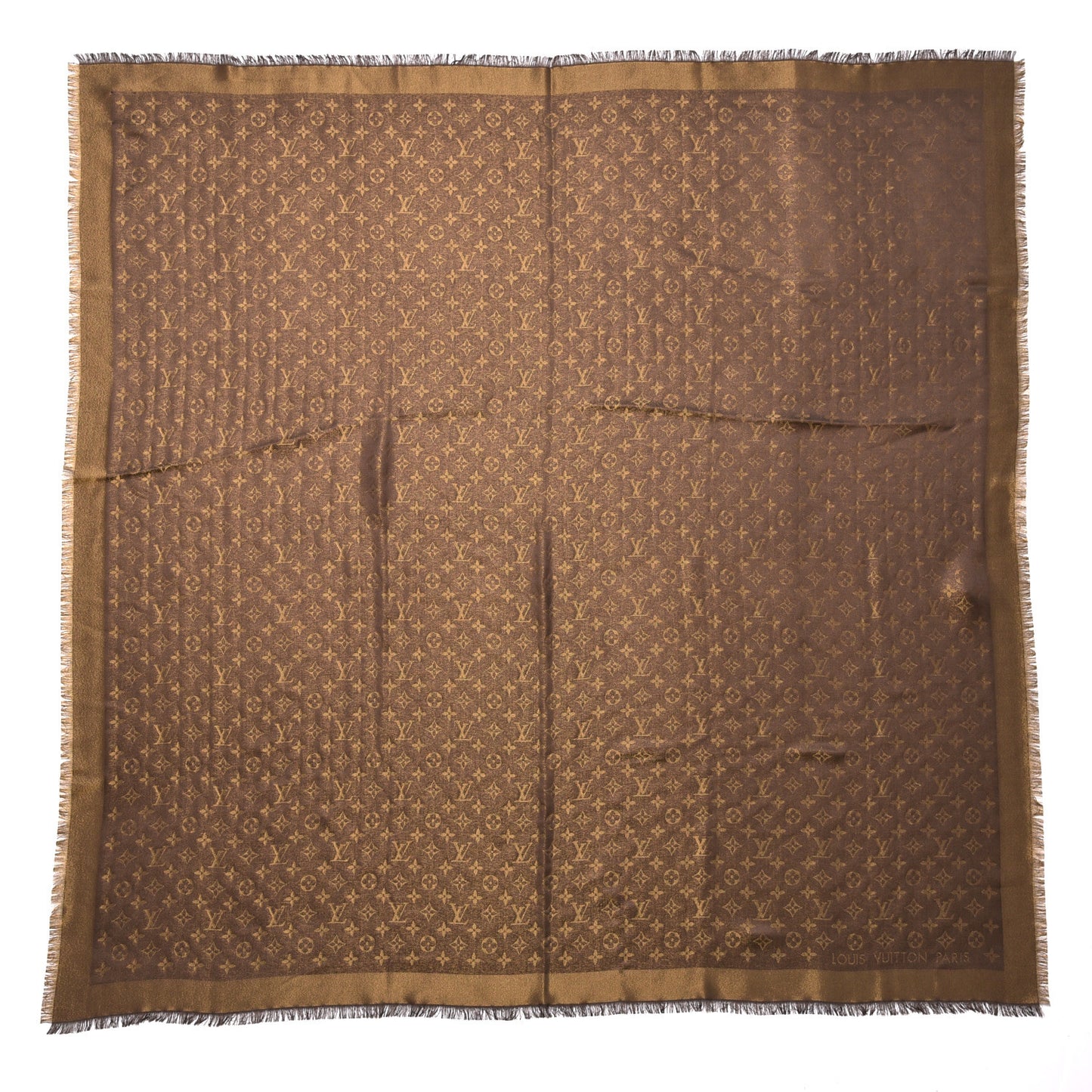 Silk Lurex Wool Monogram Shine Shawl Brown