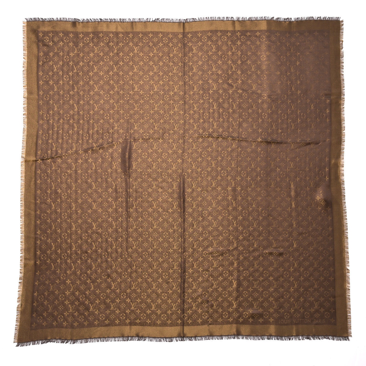 Louis Vuitton Silk Lurex Wool Monogram Shine Shawl Brown 1 of 5