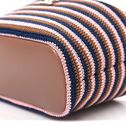 Chanel Crochet Lambskin Coco Crochet Hobo Clutch With Chain Brown Pink Navy 10 of 12