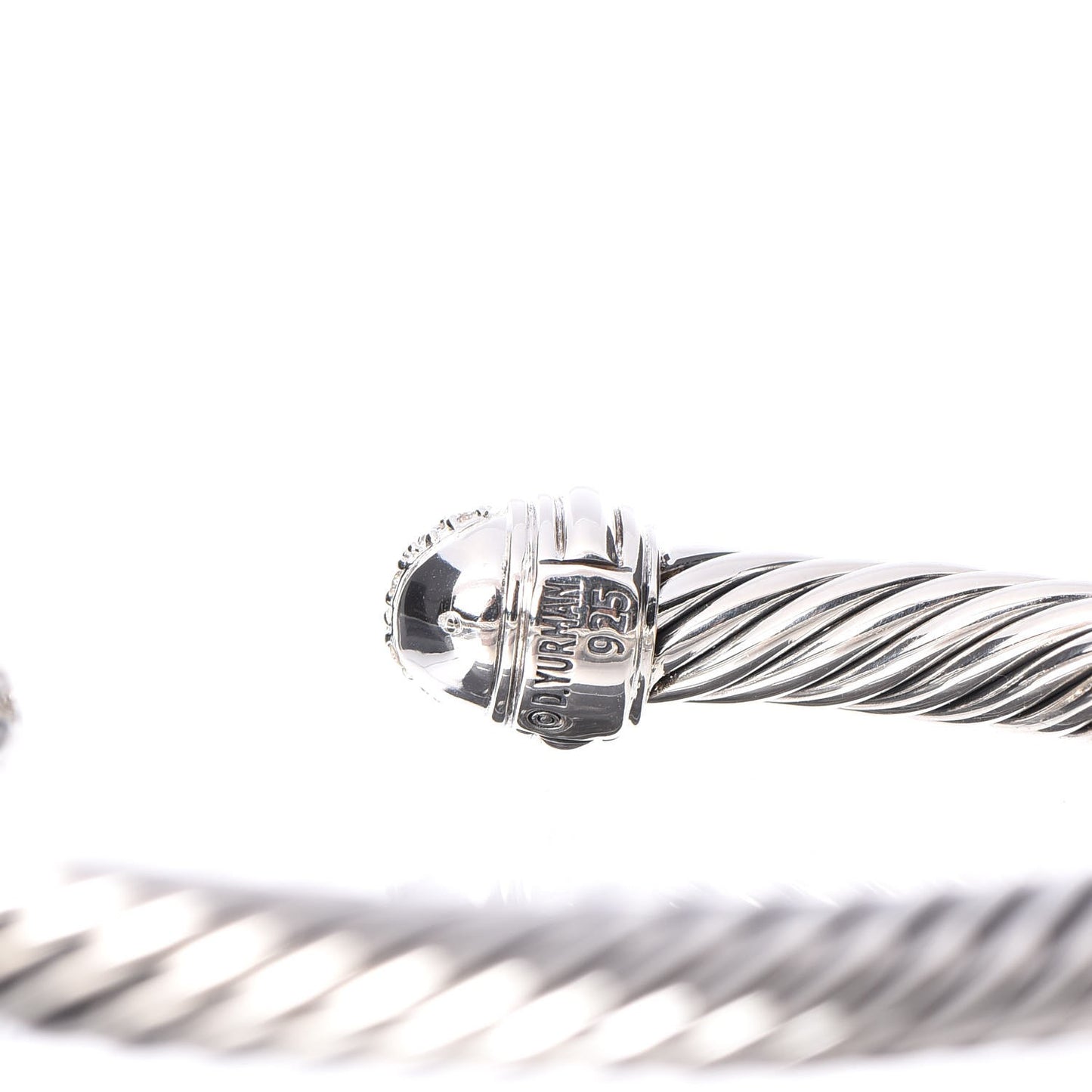 Sterling Silver Pave Diamond 7mm Cable Classics Bracelet