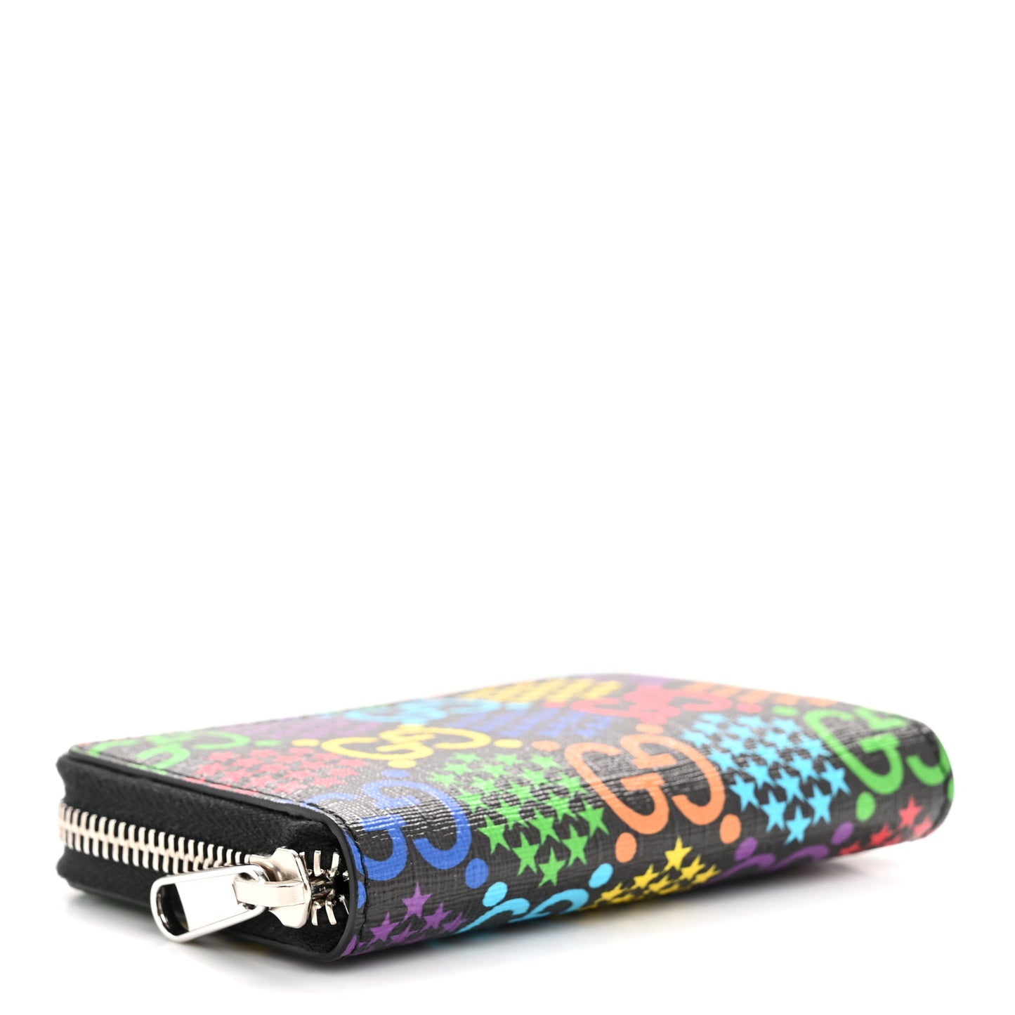 GG Supreme Monogram Psychedelic Zip Around Card Case Wallet Black