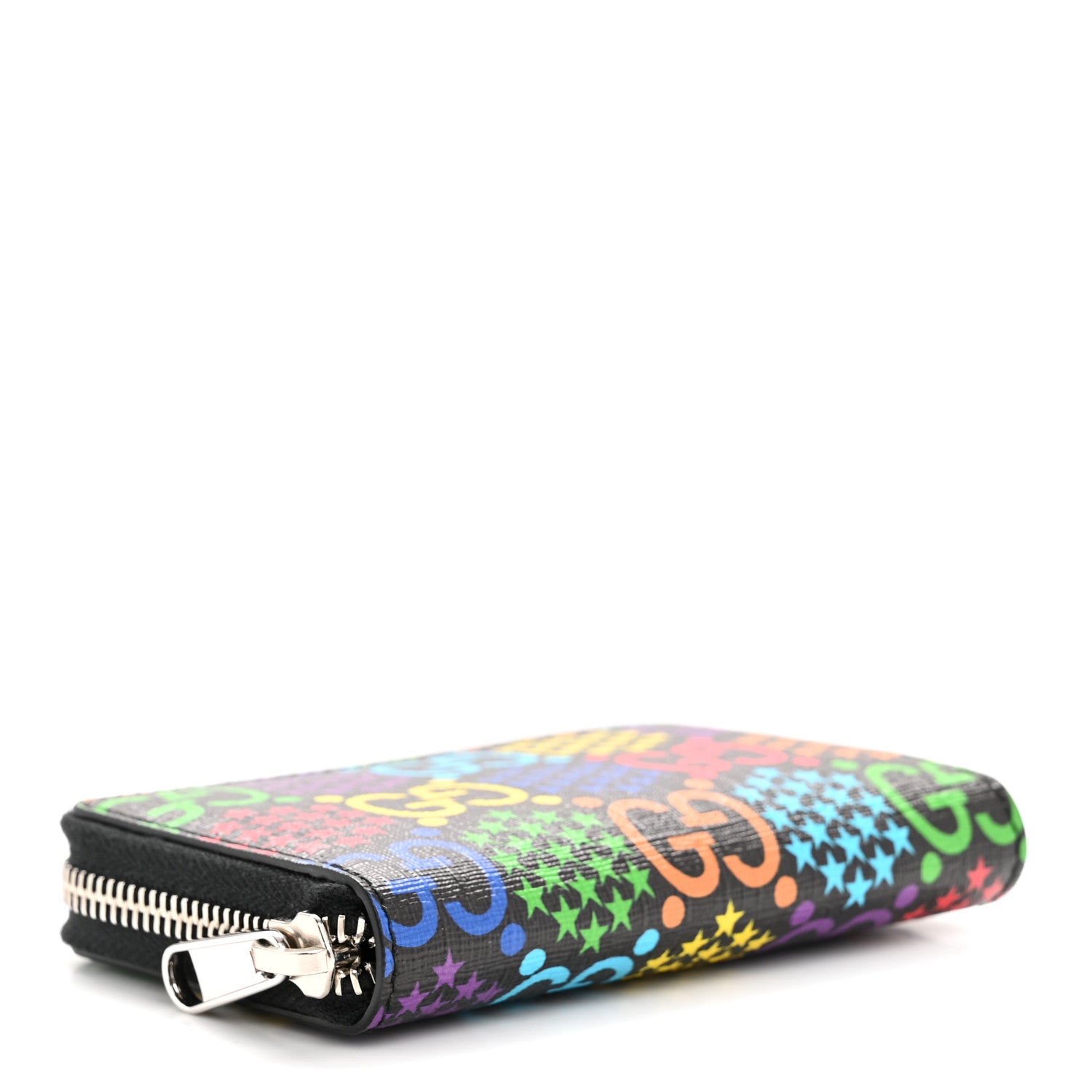 Gucci GG Supreme Monogram Psychedelic Zip Around Card Case Wallet Black 4 of 8