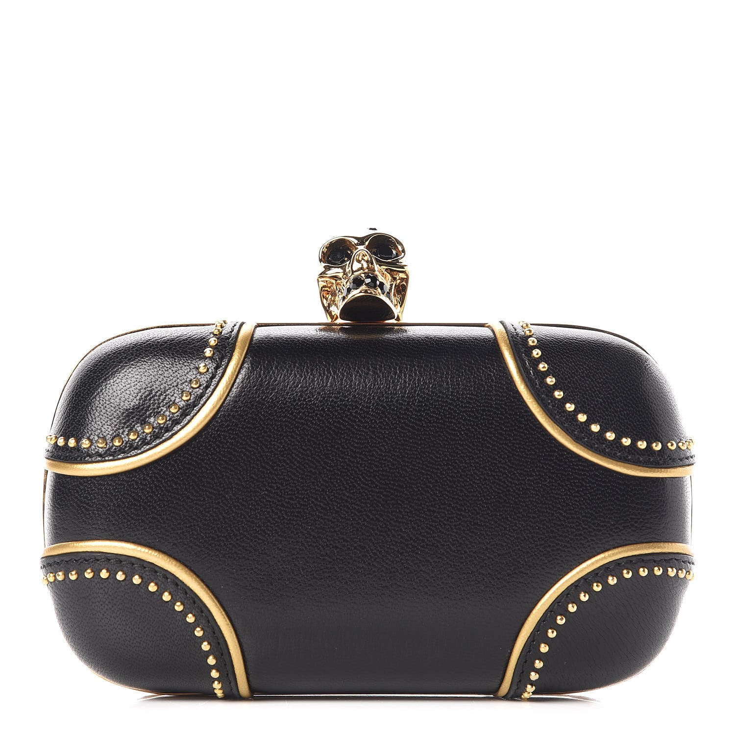 Alexander McQueen Nappa Studded Skull Box Clutch Black 1 of 7