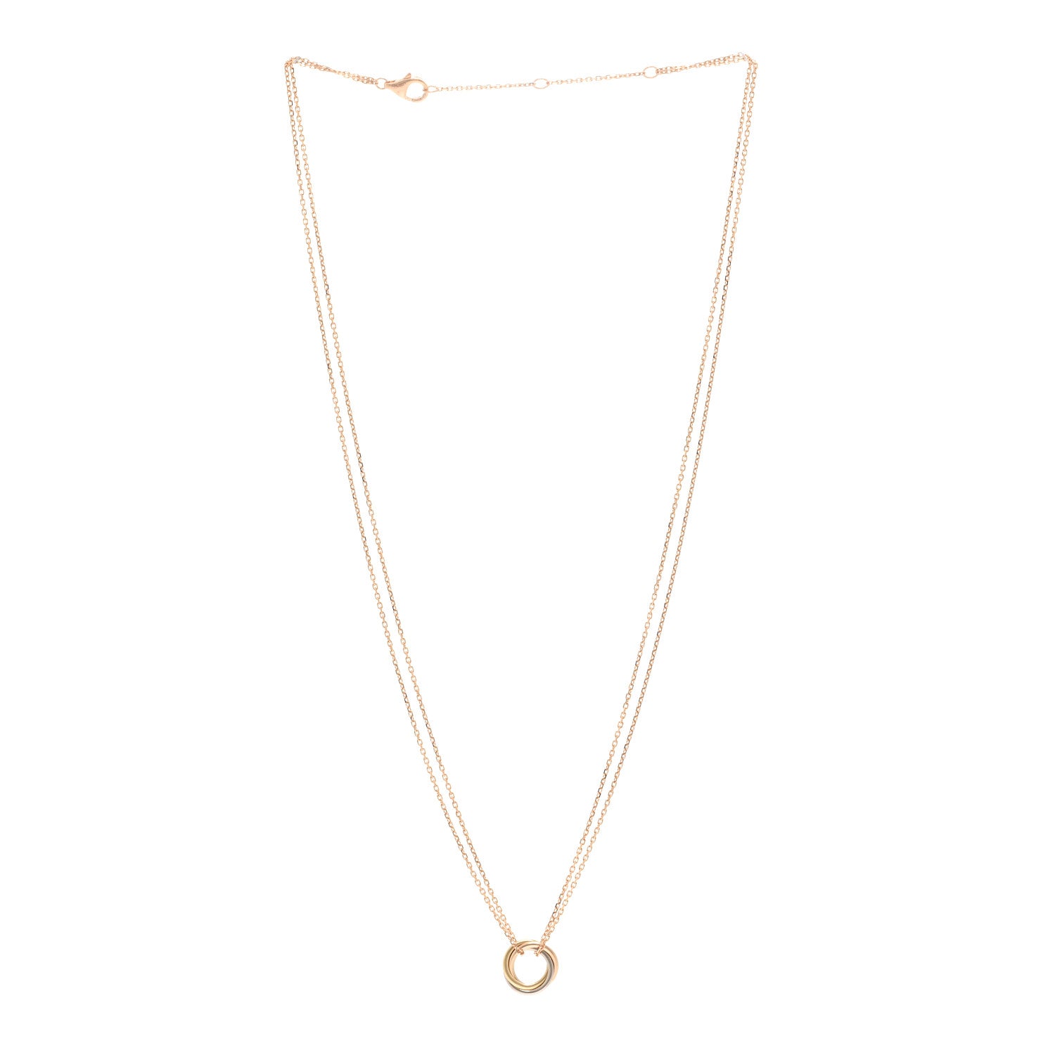 Cartier 18K Pink Yellow White Gold Trinity Double Chain Pendant Necklace 3 of 5