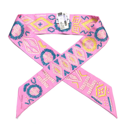 Hermes Silk Kelly En Perles Twilly Rose Bonbon Canard 1 of 4