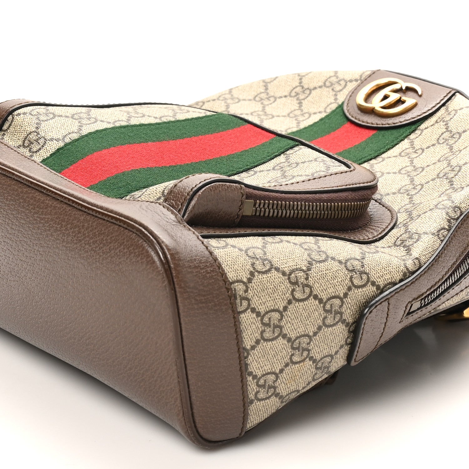 Gucci GG Supreme Monogram Calfskin Web Small Ophidia Day BackpacK Beige Ebony New Acero 10 of 10