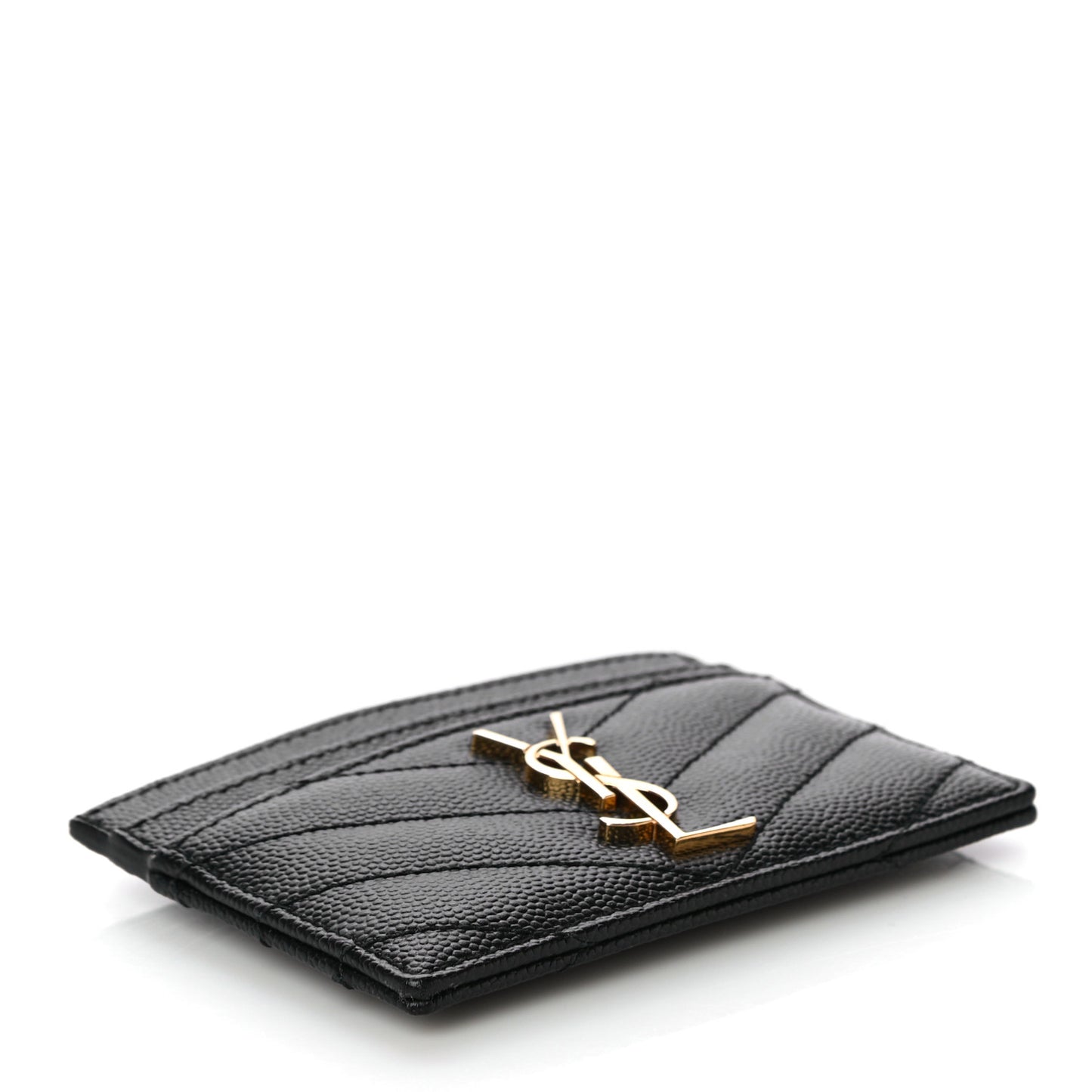 Grain De Poudre Matelasse Chevron Monogram Credit Card Case Black