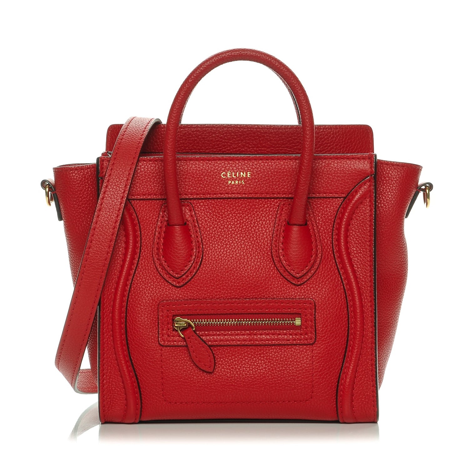 Drummed Calfskin Nano Luggage Coquelicot