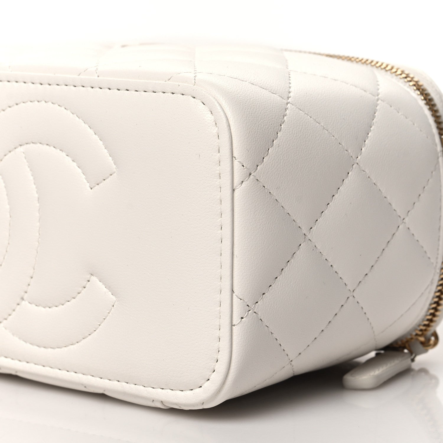 Chanel Lambskin Enamel Quilted Small Coco Hearts Vanity Case With Chain White 11 of 11
