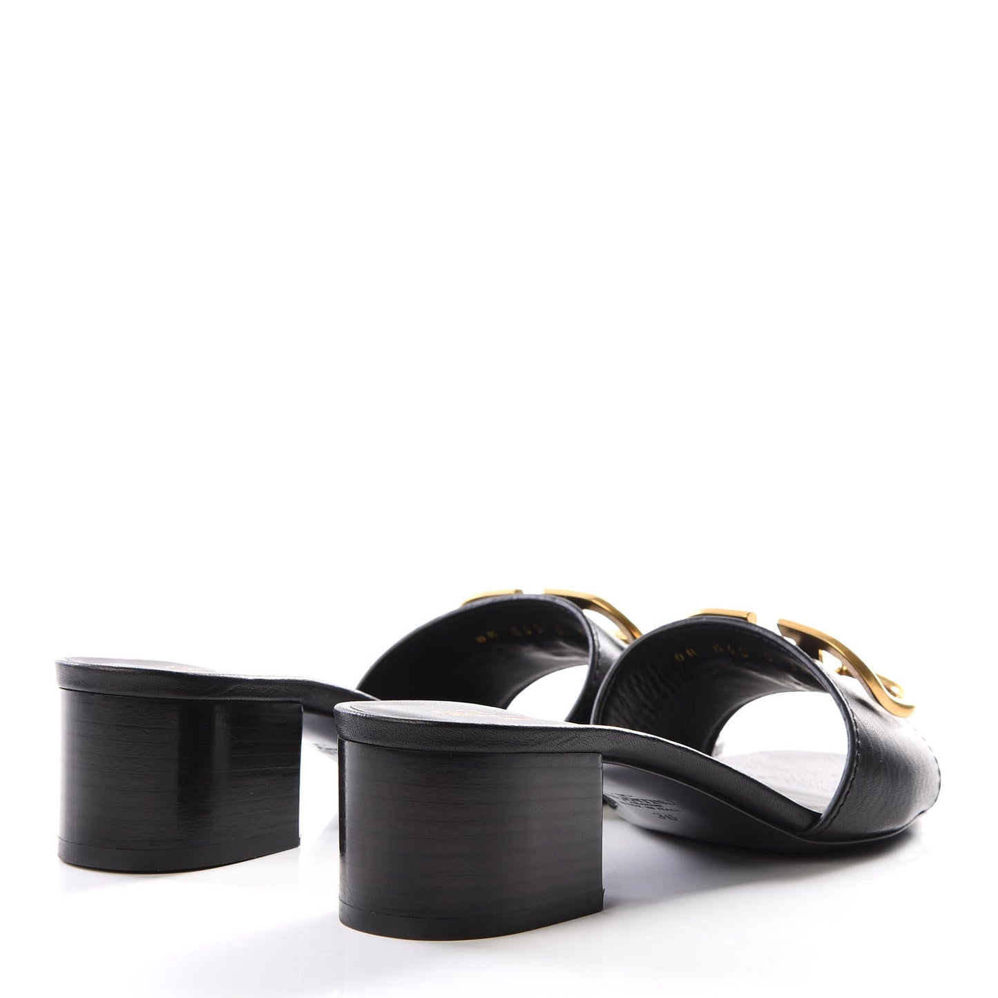 Grainy Cowhide VLogo 45mm Slide Sandals 36 Black