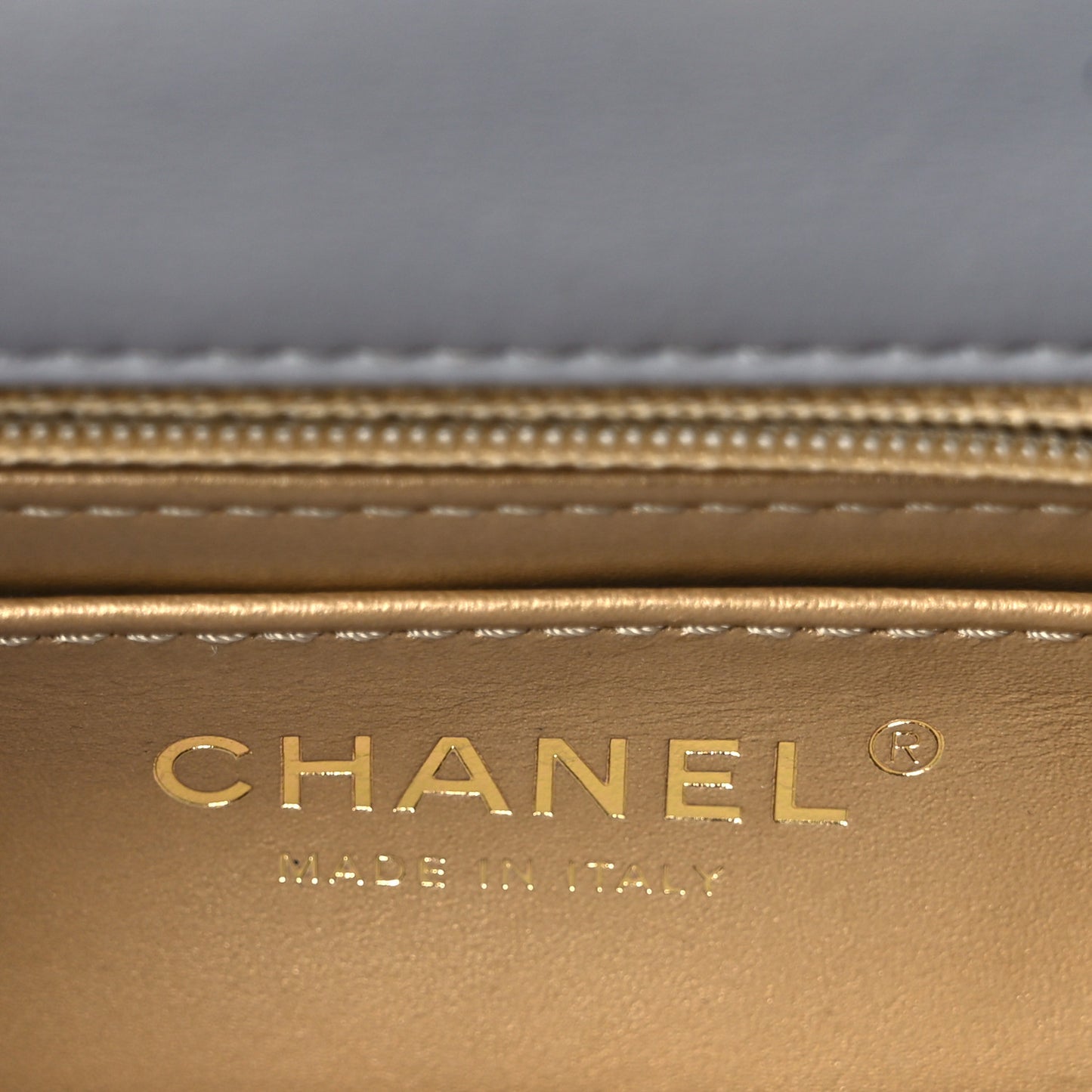 Lambskin Quilted Mini Rectangular Pearl Crush Flap Grey