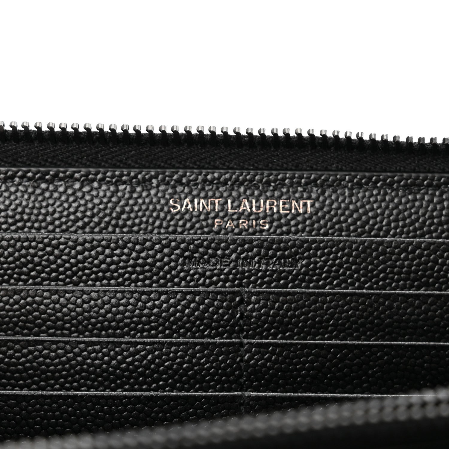 Saint Laurent Grain De Poudre Matelasse Chevron Monogram Monochrome Zip Around Wallet Black 6 of 6