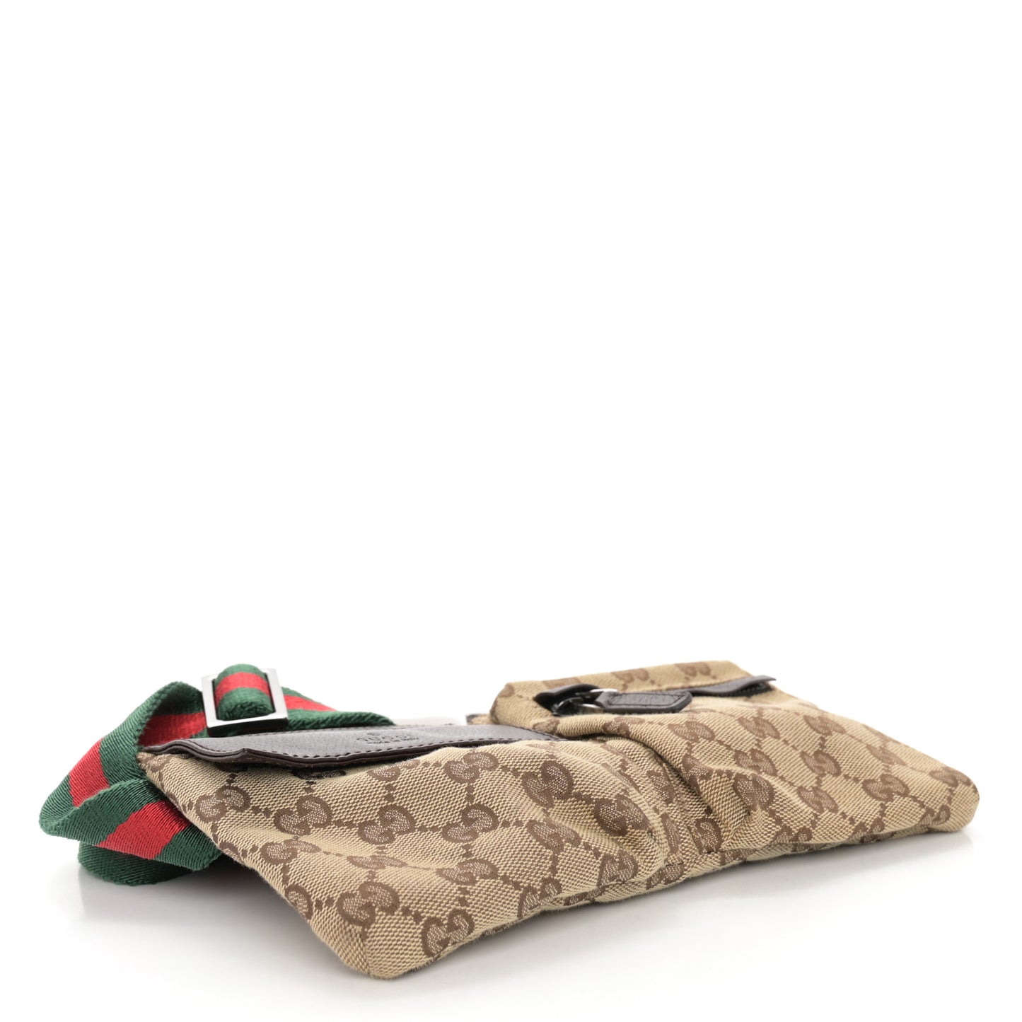 GG Monogram Double Pocket Belt Bag Dark Brown